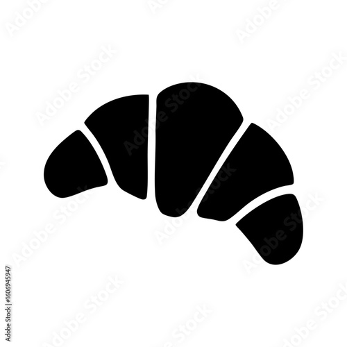Croissant icon black silhouette on transparent background
