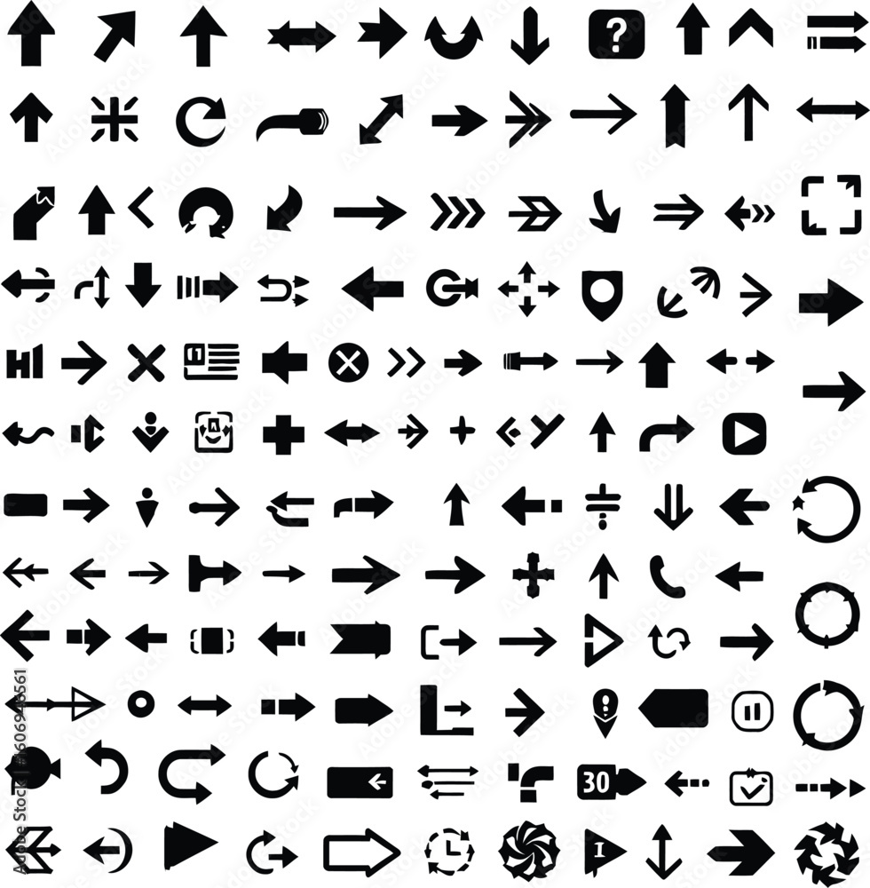 Naklejka premium Extensive Vector Arrow and Navigation Icon Set