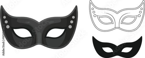 Black mask venetian mask masquerade mask party mask costume mask eye mask elegant mask