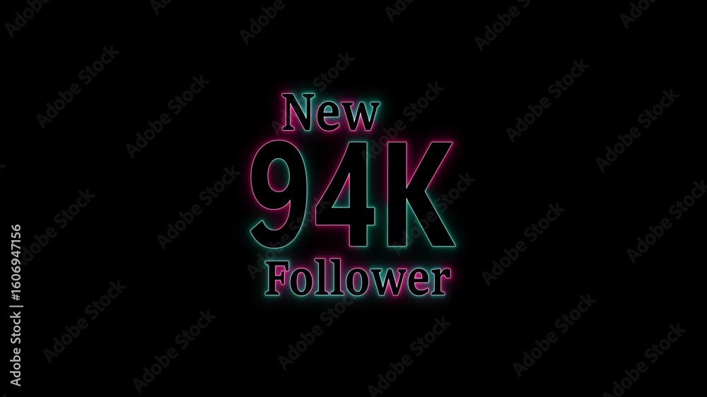 Vibrant Neon 94K Follower Celebration Social Media Animation Vibrant Neon 94K Follower Celebration Social Media Animation