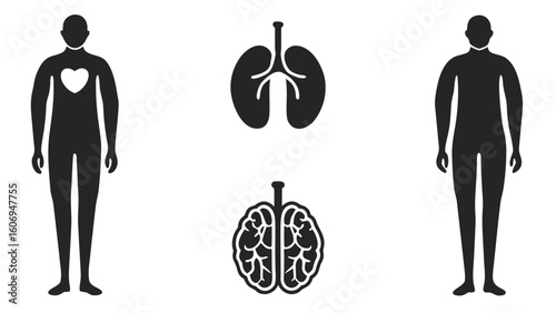 Different human organs Collection of human icons set for medical and health concepts