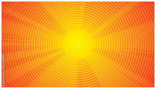 Abstract sunbeam explosion in yellow, orange and red. Dimension 16:9. Vector illustration.