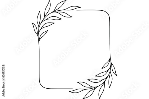 Elegant botanical border frame with delicate leafy accents