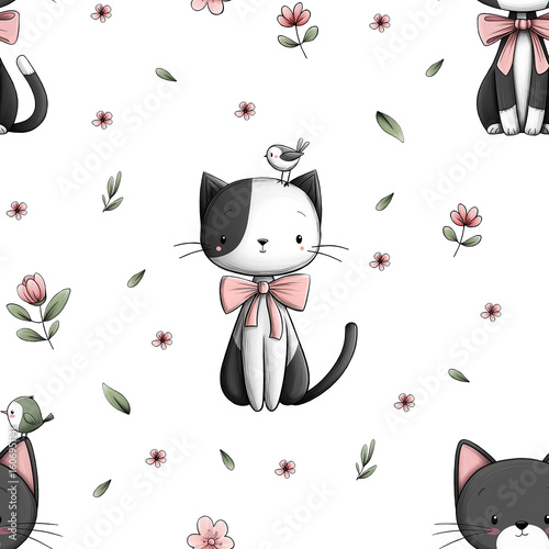 seamless pattern with cats