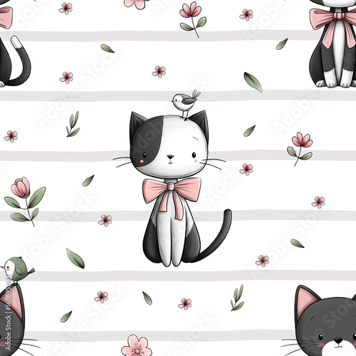 seamless pattern with cats
