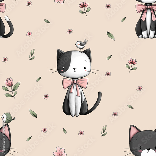 seamless pattern with cats