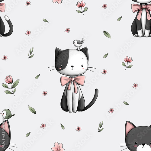 seamless pattern with cats