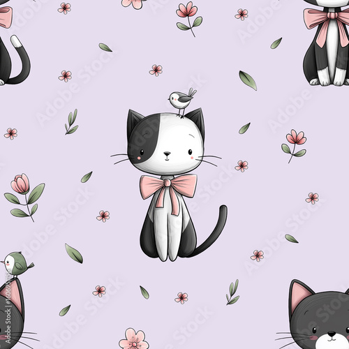 seamless pattern with cats
