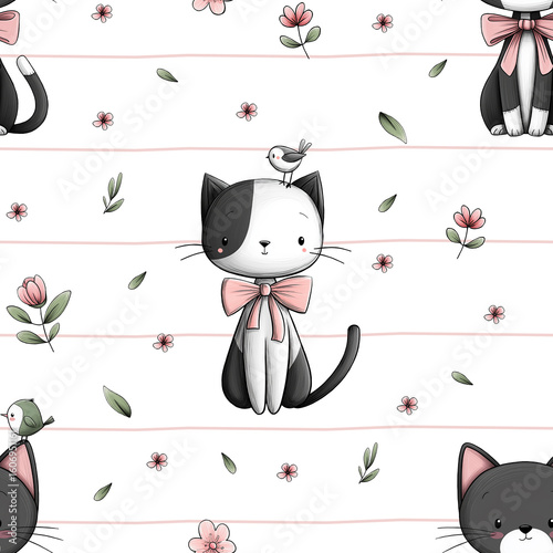 seamless pattern with cats