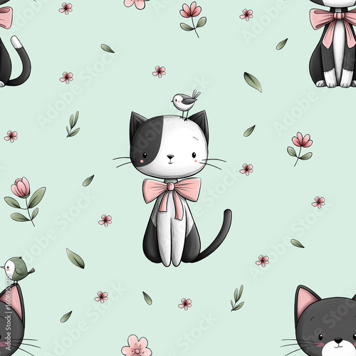 seamless pattern with cats