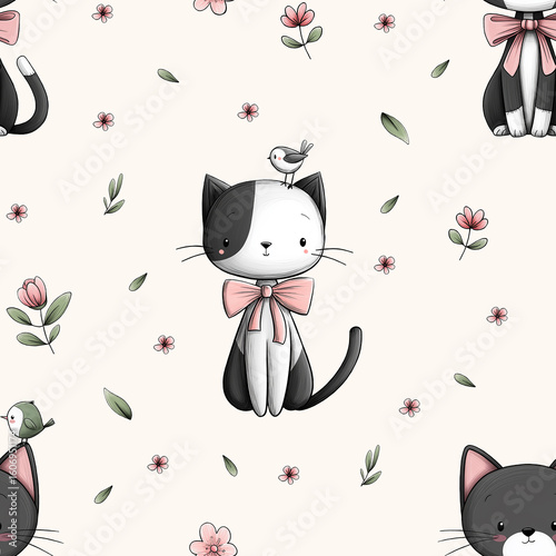 seamless pattern with cats