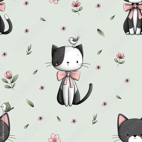 seamless pattern with cats