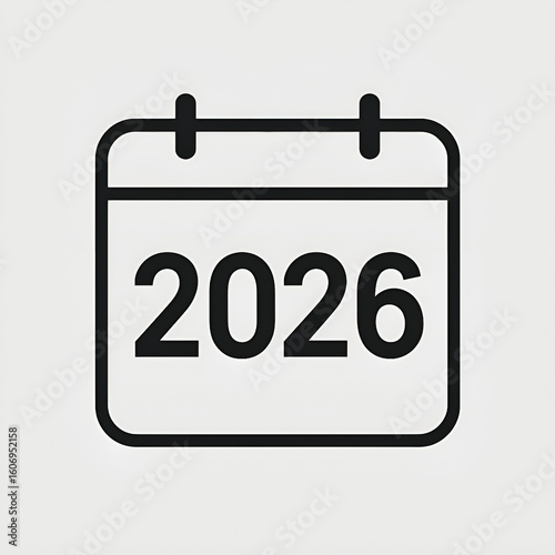 Minimal Vector Icon of Calendar Showing Year 2026