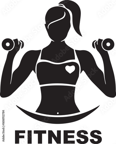 Silhouette of a woman exercising with dumbbells
