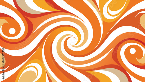 Orange and white swirling abstract pattern vector