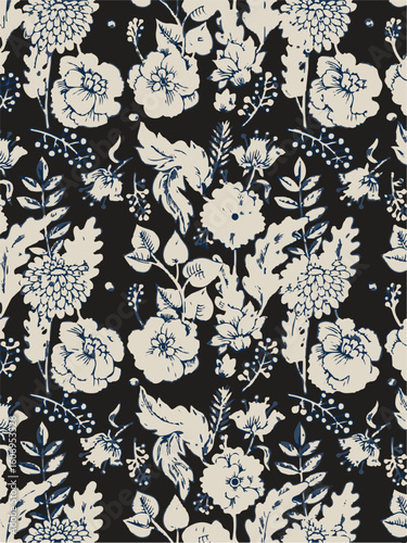 Purple and orange flowers on a white background, light colors, soft. watercolor flower seamless pattern. Watercolor print in rustic vintage style, textile or wallpaper.