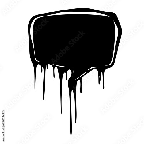 Silhouette speech bubble drips – Winter chill accent, frozen statement
