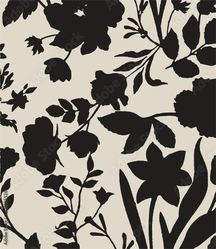 Purple and orange flowers on a white background, light colors, soft. watercolor flower seamless pattern. Watercolor print in rustic vintage style, textile or wallpaper.