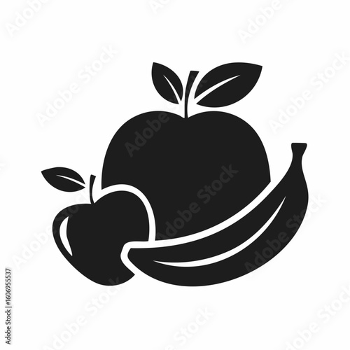 Vibrant fruit silhouette: apples and banana, perfect for healthy eating and lifestyle visuals