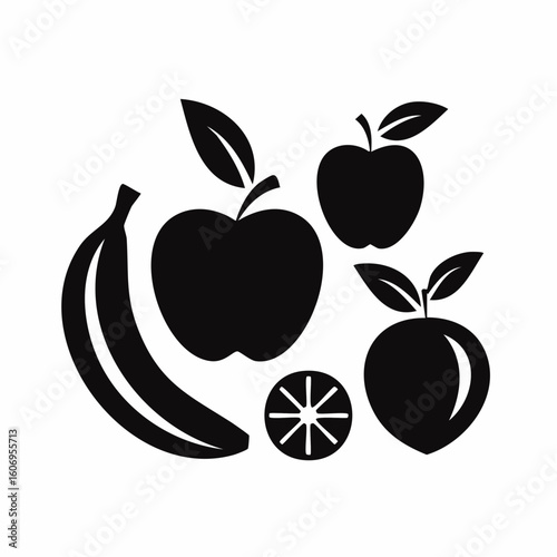 Vibrant fruit assortment silhouette, healthy eating, and nutrition concept