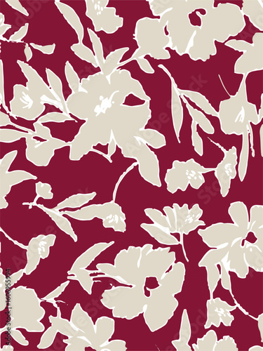 Purple and orange flowers on a white background, light colors, soft. watercolor flower seamless pattern. Watercolor print in rustic vintage style, textile or wallpaper.