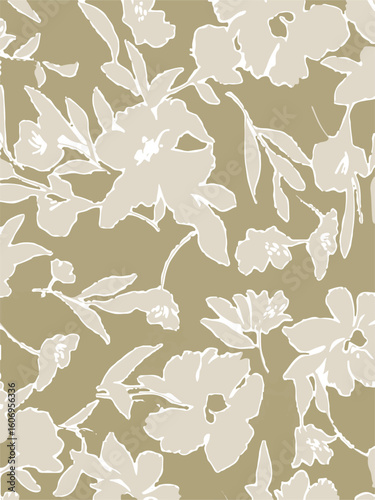 Purple and orange flowers on a white background, light colors, soft. watercolor flower seamless pattern. Watercolor print in rustic vintage style, textile or wallpaper.