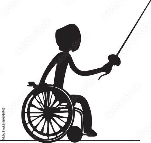 A man wheelchair fencing sport vector illustration	