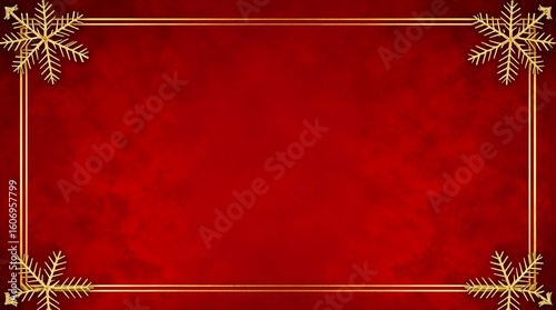 Elegant Red Velvet Christmas Background with Gold Frame — Perfect for Luxury Event Poster or Card