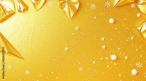 Snowy Gold Foil Christmas Background — Ideal for Premium Invitations or Holiday Packaging
