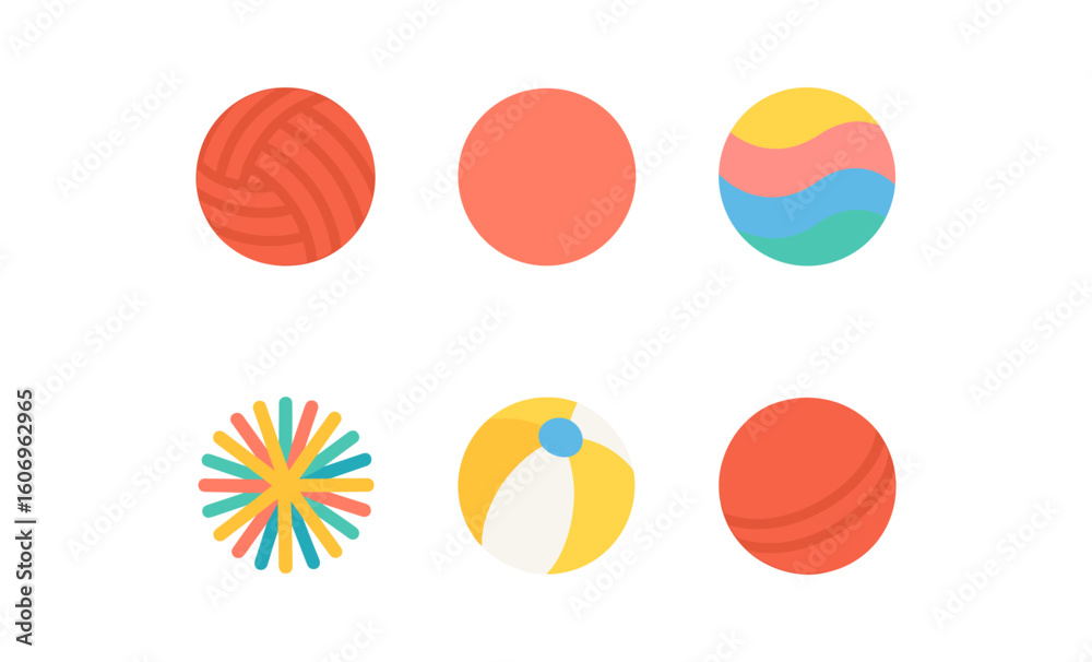 Fototapeta premium Colorful flat styled spheres and balls for playful designs