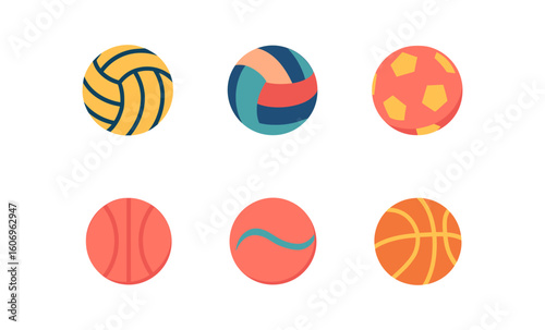 Colorful collection of sports balls in flat design style for dynamic sports enthusiasts