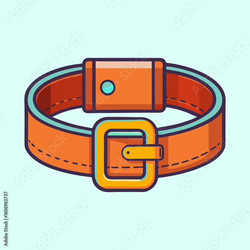 Stylized Orange Belt with Teal Edges and Simple Design, Illustration Style