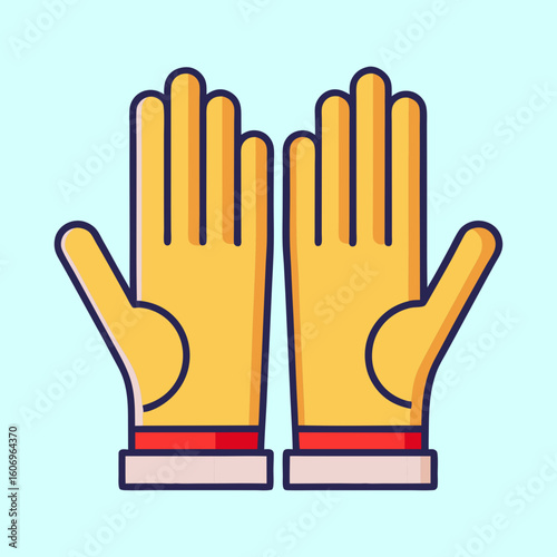 Illustration of two yellow protective gloves for gardening or work safety