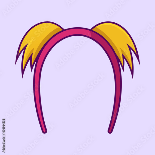 Whimsical Yellow Winged Headband on a Light Purple Background, Cartoon Illustration