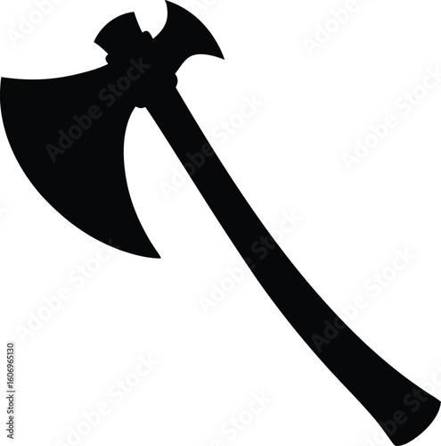 silhouette of stylized axe black vector art on white