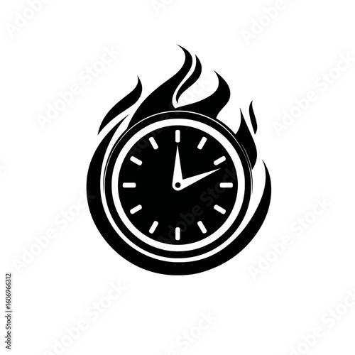 Burning clock icon representing stress, urgency and time pressure
