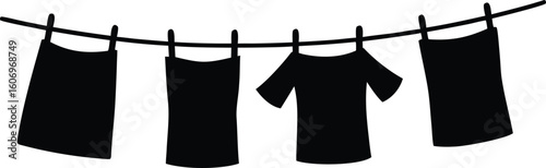 clean clothes drying on a clothesline vector illustration
