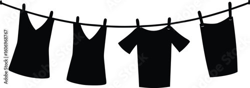 clean clothes drying on a clothesline vector illustration