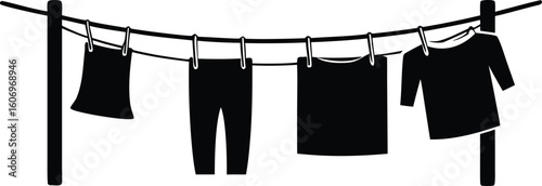 clean clothes drying on a clothesline vector illustration