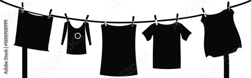 clean clothes drying on a clothesline vector illustration
