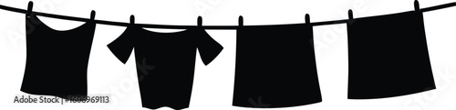 clean clothes drying on a clothesline vector illustration