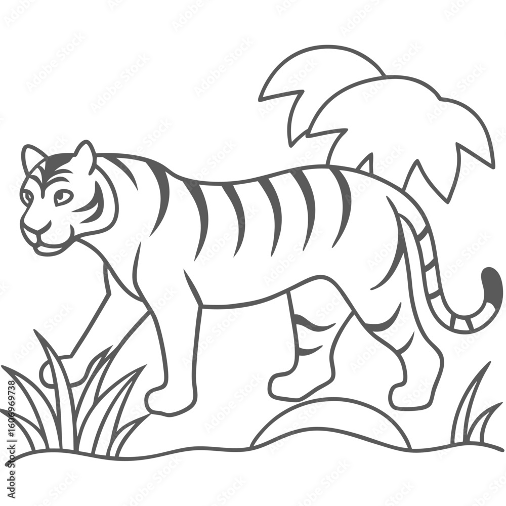 Obraz premium tiger outline illustration