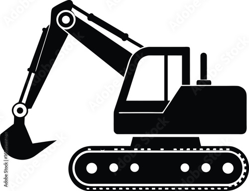 excavator black silhouette vector illustration,excavator icon