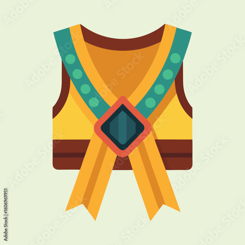 Stylized Flat Illustration of a Medieval or Fantasy Vest with Embellishments