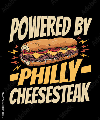 Philly Cheesesteak T-Shirt Graphic Design – Delicious Philly Food Illustration for POD Apparel and Gifts