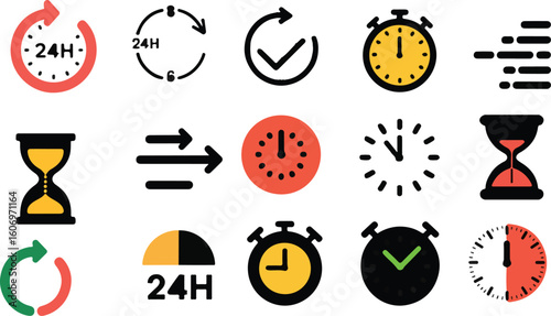analog clock hourglass stopwatch