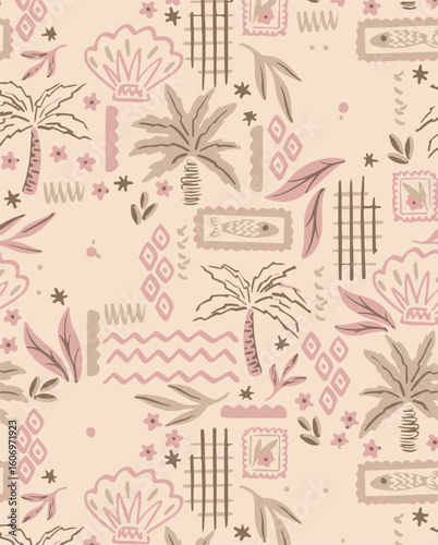 tropical leave seamless watercolor pattern background. Leave vector illustration. Watercolor print in rustic vintage style, textile or wallpapers.