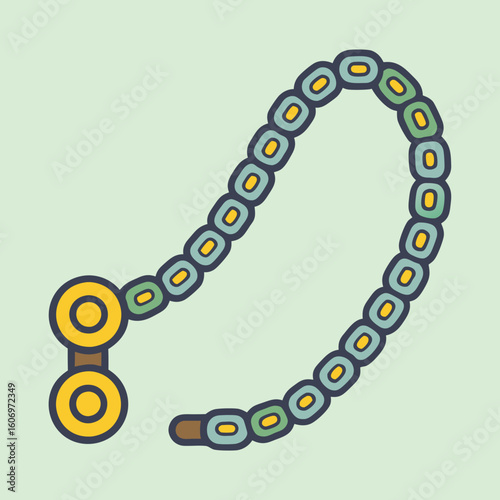 Stylized Illustration of a Necklace with Chain Links and Two Large Pendants
