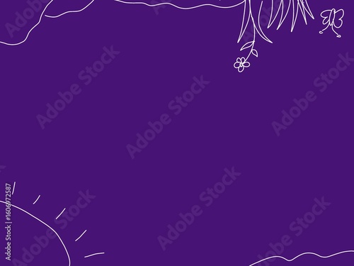 Floral illustration purple and white background