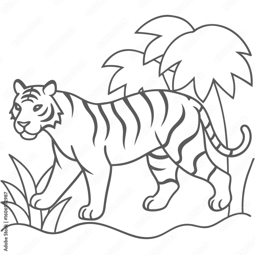 Obraz premium tiger outline illustration